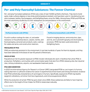 Sidebar 17: PFAS, known as forever chemicals, are a class of over 10,000 synthetic chemicals that have been detected in the blood of over 95 percent of Americans.