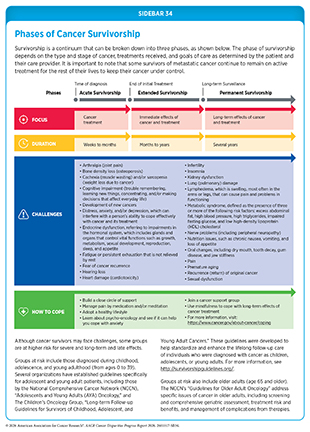 Sidebar 34: Survivorship is a continuum that can be broken down into three phases: acute, extended, and permanent.
