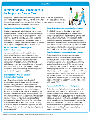Sidebar 38: Interventions that expand access to supportive care can reduce disparities.