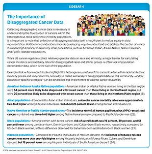Sidebar 4: Collecting disaggregated cancer data is necessary in understanding the true burden of cancers within racial and ethnic minority populations.